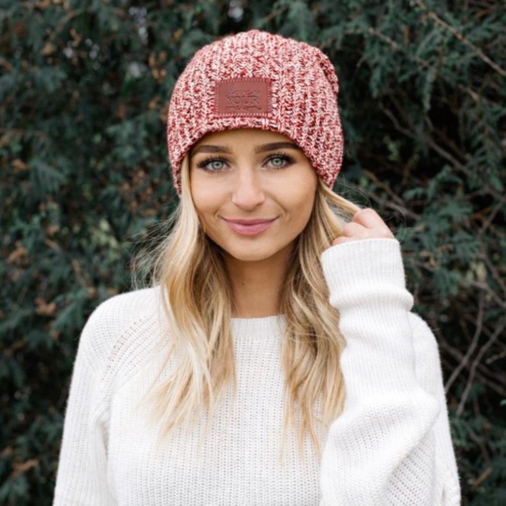 Love Your Melon Red Speckled Beanie Cotton One size